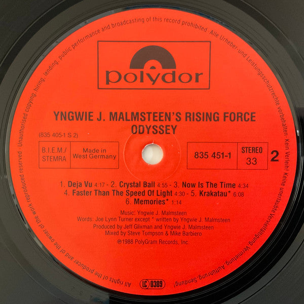 Yngwie J. Malmsteen's Rising Force : Odyssey (LP, Album)