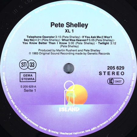 Pete Shelley : XL·1 (LP, Album, Enh)