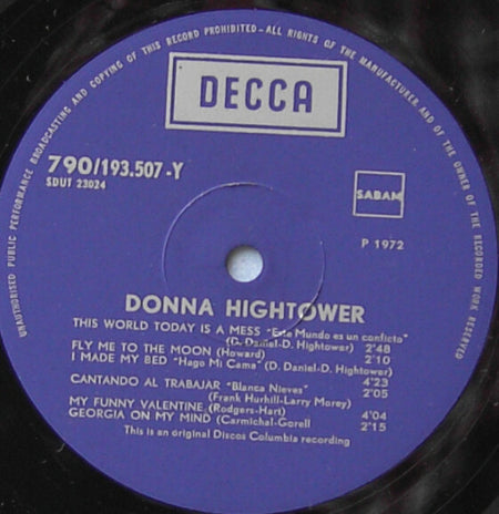 Donna Hightower : This World Today Is A Mess (LP, Album)