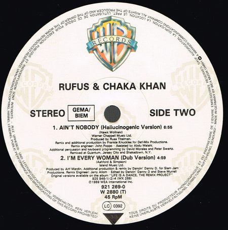 Rufus & Chaka Khan : Ain't Nobody (Remix) (12")