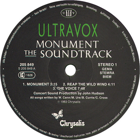 Ultravox : Monument The Soundtrack (LP, Album)