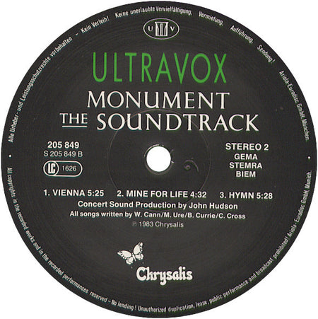 Ultravox : Monument The Soundtrack (LP, Album)