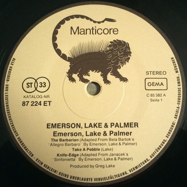 Emerson, Lake & Palmer : Emerson Lake & Palmer (LP, Album, RE)