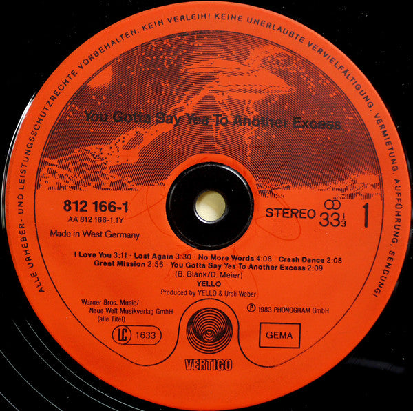 Yello : You Gotta Say Yes To Another Excess (LP, Album, Red)
