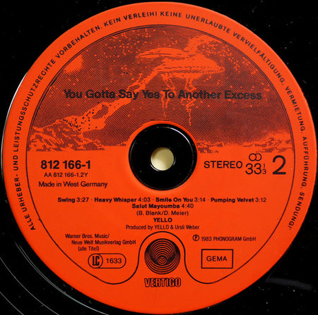 Yello : You Gotta Say Yes To Another Excess (LP, Album, Red)