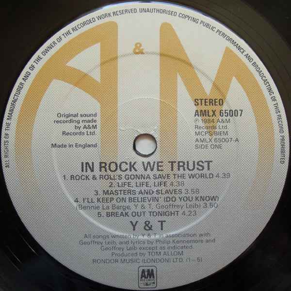 Y & T In Rock We Trust (LP) (Very Good Plus (VG+))