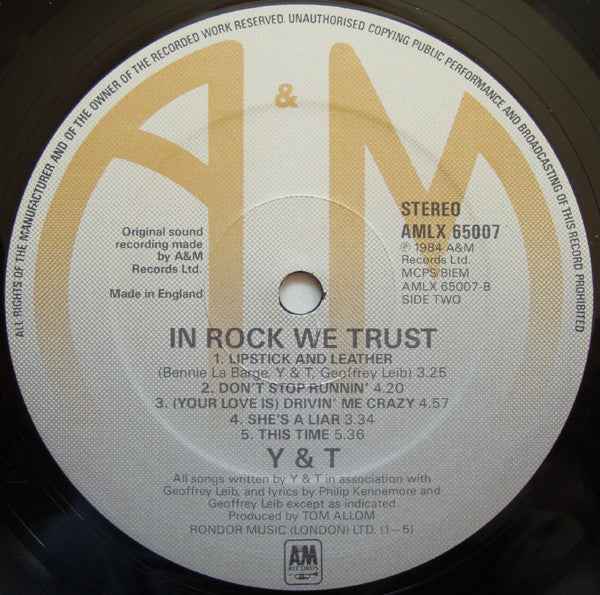 Y & T In Rock We Trust (LP) (Very Good Plus (VG+))
