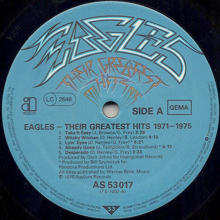 Eagles : Their Greatest Hits 1971-1975 (LP, Album, Comp, RE, Emb)