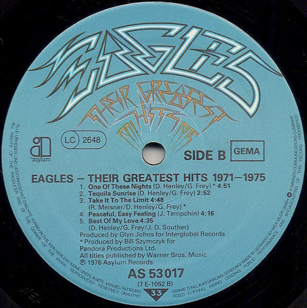 Eagles : Their Greatest Hits 1971-1975 (LP, Album, Comp, RE, Emb)