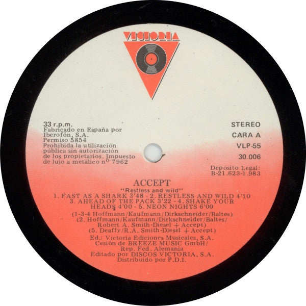 Accept : Restless And Wild (LP, Album)