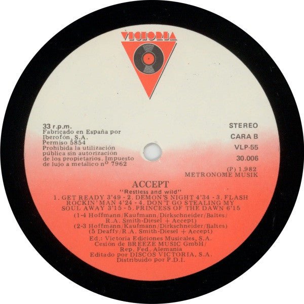 Accept : Restless And Wild (LP, Album)