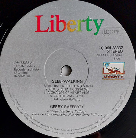 Gerry Rafferty : Sleepwalking (LP, Album)