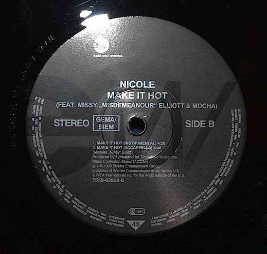 Nicole Wray Featuring Missy Elliott & Mocha Make It Hot (12") (Near