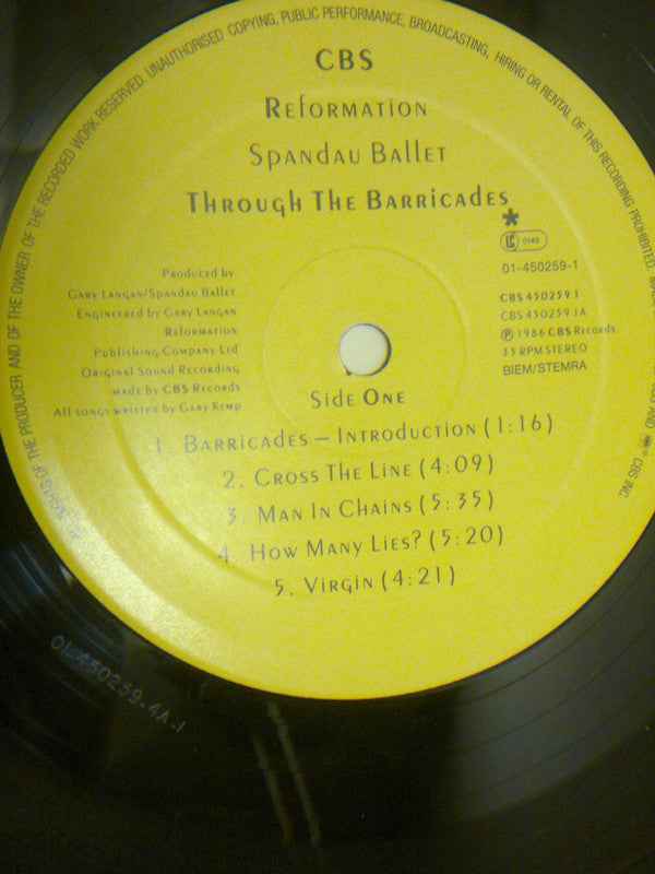 Spandau Ballet - Through The Barricades (LP) (Near Mint (NM or M-))