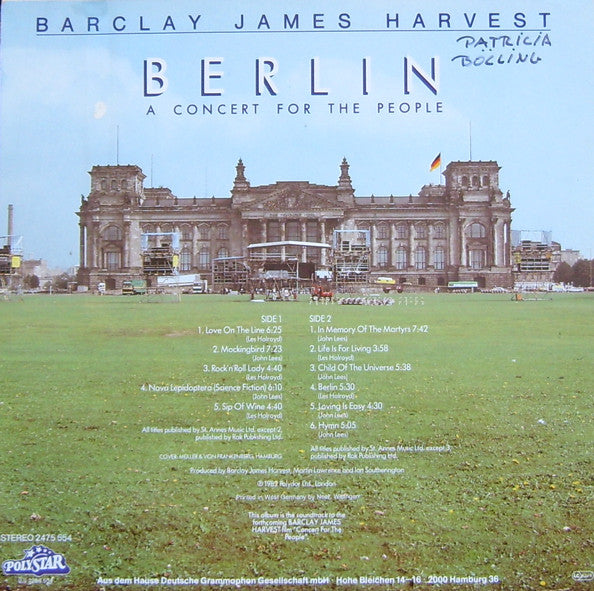 Barclay James Harvest : Berlin (A Concert For The People) (LP, Album)