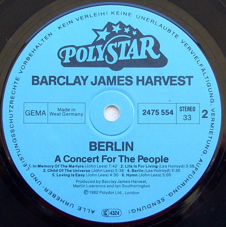 Barclay James Harvest : Berlin (A Concert For The People) (LP, Album)