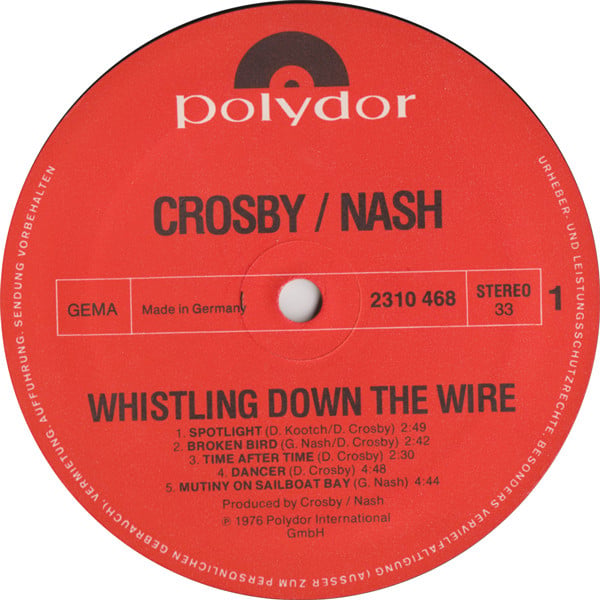 Crosby & Nash : Whistling Down The Wire (LP, Album)