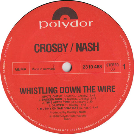 Crosby & Nash : Whistling Down The Wire (LP, Album)