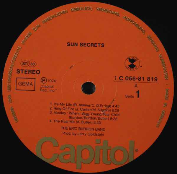 Eric Burdon Band - Sun Secrets (LP) (Near Mint (NM or M-))