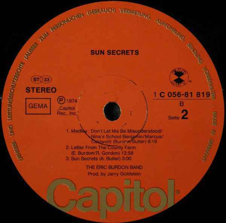 Eric Burdon Band - Sun Secrets (LP) (Near Mint (NM or M-))