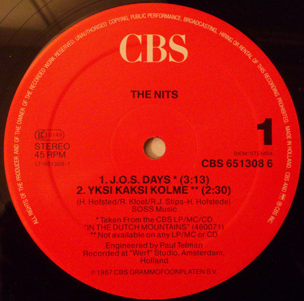 The Nits : J.O.S. Days (12", Maxi)