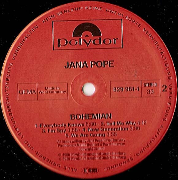 Jana Pope : Bohemian (LP, Album)
