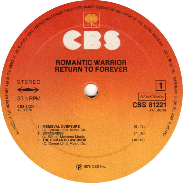 Return To Forever : Romantic Warrior (LP, Album)