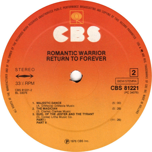 Return To Forever : Romantic Warrior (LP, Album)