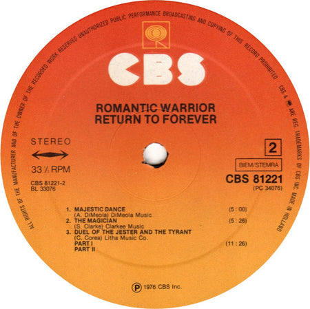 Return To Forever : Romantic Warrior (LP, Album)