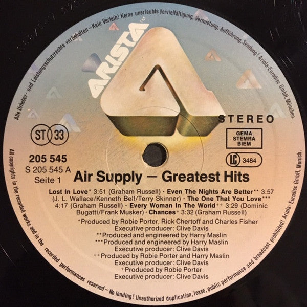 Air Supply : Greatest Hits (LP, Comp)