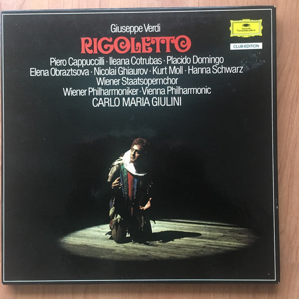 Giuseppe Verdi  -  Piero Cappuccilli, Ileana Cotrubas, Placido Domingo, Elena Obraztsova, Nicolai Ghiaurov, Kurt Moll, Hanna Schwarz, Wiener Staatsopernchor ,  Wiener Philharmoniker, Carlo Maria Giulini : Rigoletto (3xLP, RE + Box)