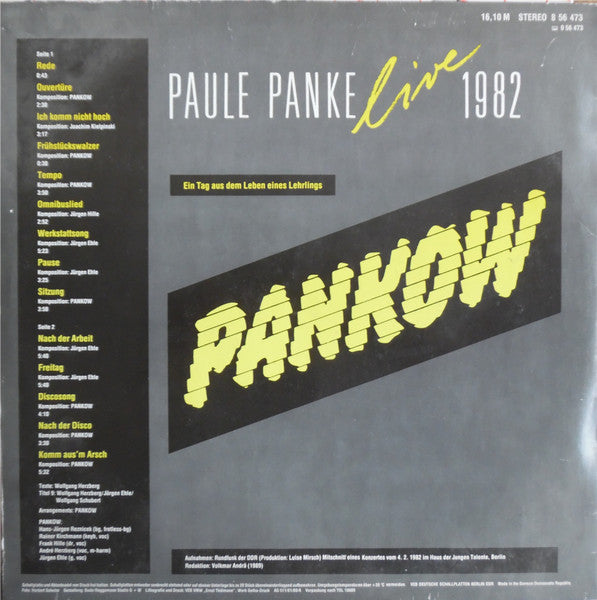 Pankow (2) : Paule Panke Live 1982 (Ein Tag Aus Dem Leben Eines Lehrlings) (LP, Album)
