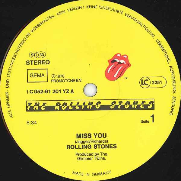 The Rolling Stones : Miss You (12")