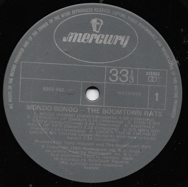 The Boomtown Rats : Mondo Bongo (LP, Album)