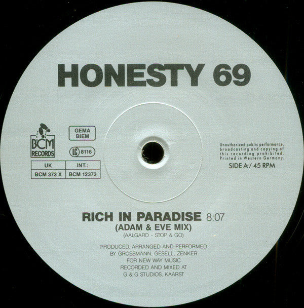 Honesty 69 : Rich In Paradise (12")