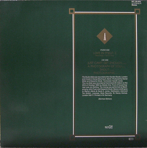 Depeche Mode : Love In Itself · 2 And Live Tracks (12", Ltd, Num)