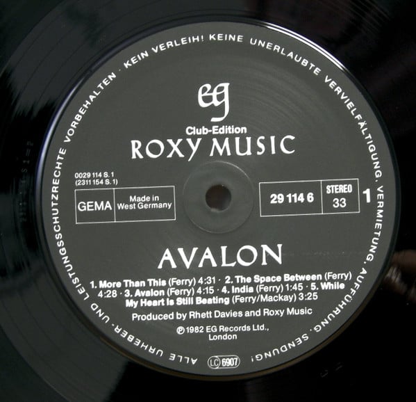 Roxy Music : Avalon (LP, Album, Club)