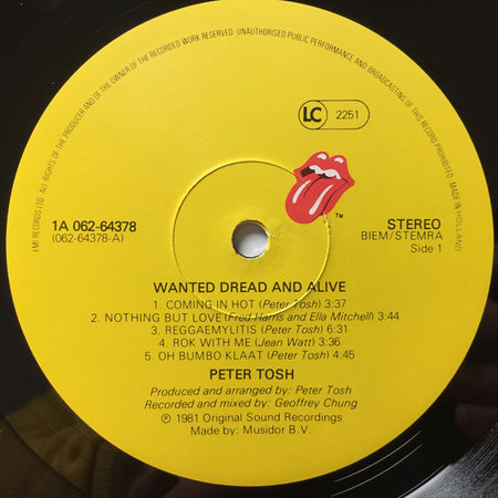 Peter Tosh : Wanted Dread & Alive (LP, Album)