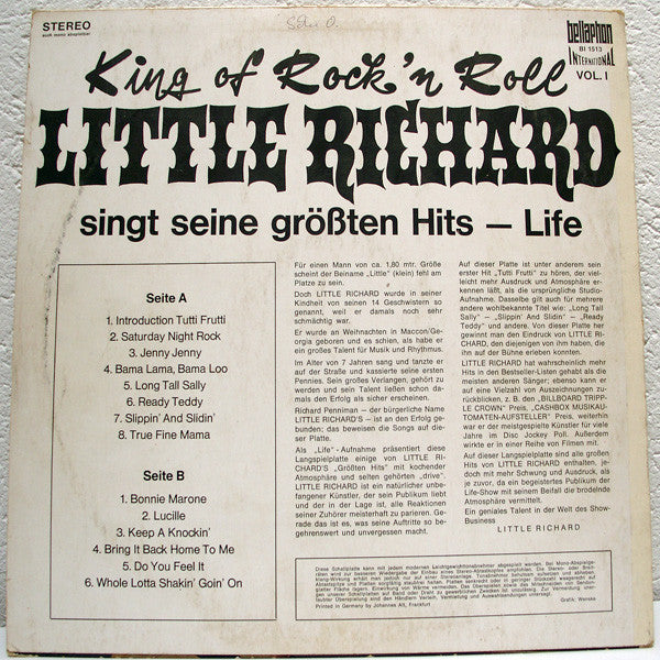 Little Richard : King Of Rock'n Roll Little Richard Singt Seine Größten Hits - Life (LP, Album, RE)