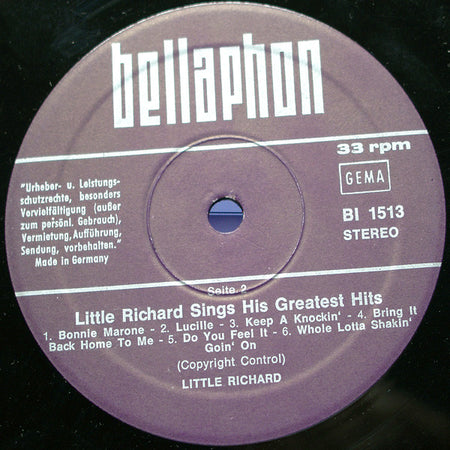 Little Richard : King Of Rock'n Roll Little Richard Singt Seine Größten Hits - Life (LP, Album, RE)