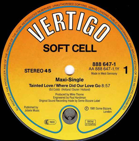 Soft Cell Tainted Love / Where Did Our Love Go (12") (Near Mint (NM