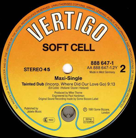 Soft Cell Tainted Love / Where Did Our Love Go (12") (Near Mint (NM
