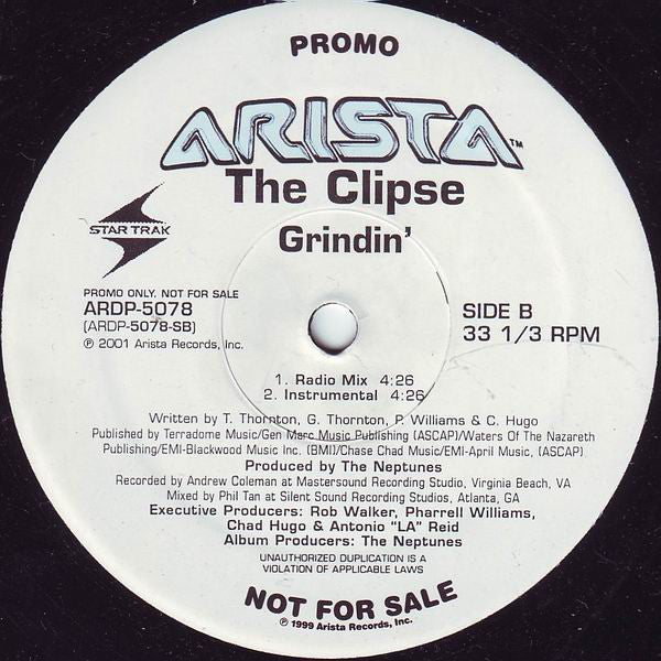 Clipse : Grindin' (12", Promo)