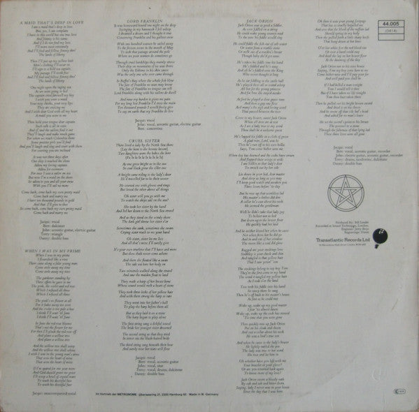 Pentangle : Cruel Sister (LP, Album, RE, RP, PRS)