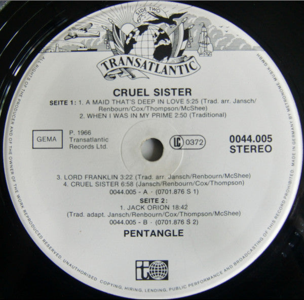 Pentangle : Cruel Sister (LP, Album, RE, RP, PRS)