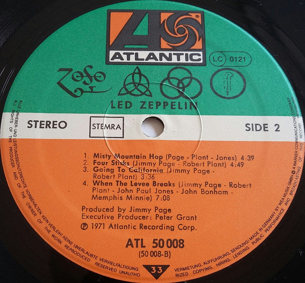 Led Zeppelin : Untitled (LP, Album, RE, Gat)