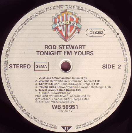 Rod Stewart : Tonight I'm Yours (LP, Album)