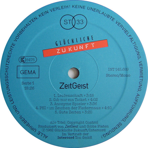 ZeitGeist (4) : ZeitGeist (LP, Album)