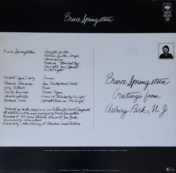 Bruce Springsteen : Greetings From Asbury Park N.J. (LP, Album, RE)