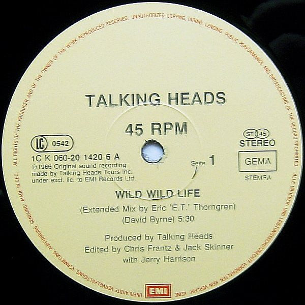 Talking Heads : Wild Wild Life (12", Single)